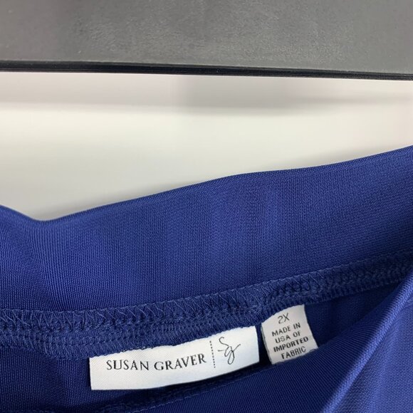 Susan Graver Pants Blue Liquid Knit Pull On Stretch Straight Leg - Picture 4 of 10